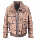 Мужская кожаная куртка пилот, ЗИМНЯЯ дубленка 303 Мозаика