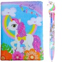 ZESTAW DLA DZIEWCZYNKI NOTES+DŁUGOPIS UNICORN TĘCZ