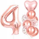 Воздушные шары 10 штук на четвертый день рождения, розовые конфетти