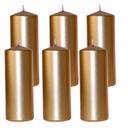 НАБОР ИЗ 6 СВЕЧЕЙ ЗОЛОТОЙ СВЕЧИ ЦИЛИНДРА 15 СМ ПРОИЗВОДИТЕЛЬ