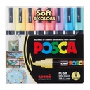 Маркеры Uni Posca с краской для плакатов НАБОР из 8 шт. Пастельные тона