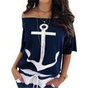 Boat Anchor Print Summer T Shirt Sexy Off Shoulder