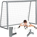 БОЛЬШИЕ МЕТАЛЛИЧЕСКИЕ ФУТБОЛЬНЫЕ ВОРОТА С СЕТКОЙ 240x160 СМ ТОЛЩИНОЙ ДЛЯ ПРОЧНЫХ ТРЕНИРОВОК