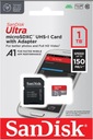 SanDisk MicroSDXC karta 1TB Ultra (150 MB/s, A1 Class 10 UHS-I) + adaptér Kapacita karty 1024 GB