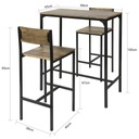 OGT03-XL Sada barového stola 3 dielny jedálenský stôl Balkónový nábytok Dĺžka stola 89 cm