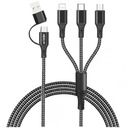 Кабель Micro USB/USB C/iPhone 3 в 1 ПРОЧНЫЙ USB-КАБЕЛЬ НЕЙЛОНОВЫЙ КАБЕЛЬ WEBSKI