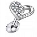 Серьга хрящевая СЕРДЦЕ, цирконы SS316L