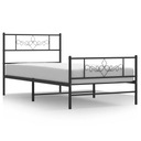 Металлический каркас кровати с изголовьем и изножьем, черный, 90х200 см