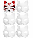 6 × Терианская маска для лица кошки на Хэллоуин, поддающаяся покраске маска кошки своими руками