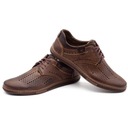 Мужские ажурные кожаные летние туфли на шнуровке POLISH 402L коричневые 37