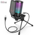 ЧЕРНЫЙ КОНДЕНСАТОР FIFINE МИКРОФОН USB LED RGB