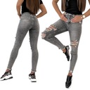 Spodnie JEANSOWE SKINNY Z Przetarciami Szare XL