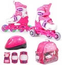 Комплект регулируемых коньков + шлем + протекторы Розовые светящиеся колеса 30-33