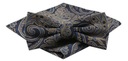 Мужской галстук-бабочка и нагрудный платок — Alties — темно-синий с бежевым узором
