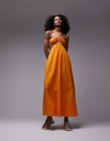Topshop Pomarańczowa popelinowa sukienka midi z dekoltem halter XS Płeć kobieta