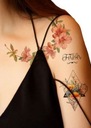 Красочный цветочный стикер с татуировкой колибри 109