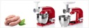 Kuchynský robot ETA 002890063 1200 W červený Zahrnuté vybavenie Hnetací hák nerezová miska Mlynček na mäso 1,4 l sklenený mixér