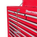 Wózek narzędziowy szafka warsztatowa Sherman 7cz Cechy dodatkowe hamulec do blokowania kół możliwość zamknięcia na klucz uchwyty do prowadzenia wysuwane szuflady