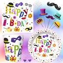 НАБОР С ДНЕМ РОЖДЕНИЯ БУМАЖНЫЕ стаканчики КРУЖКИ салфетки тарелки Усы