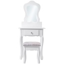 КОСМЕТИЧЕСКИЙ СТОЛИК С ЗЕРКАЛОМ И БЕЛОЙ ТАБУРАТКОЙ