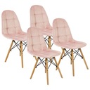 4 x РОЗОВЫЙ ВЕЛЮРОВЫЙ СТЕГАНЫЙ СТУЛ С МЯГКОЙ ОБИВКОЙ