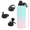 ТЕРМОБУТЫЛКА ТЕРМОКОФЕ И ЧАЙ 1Л С ТРЕМЯ КРЫШКАМИ + СОЛОМОЧКА