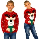 ДЕТСКИЙ СВИТЕР С ОЛЕНЯМИ С ШАРФОМ, КРАСНЫЙ, РОЖДЕСТВЕНСКИЕ ДЖЕМПЕРЫ 2/3