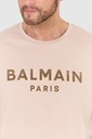 BALMAIN Béžové tričko so zamatovým logom L Model AH0EG010