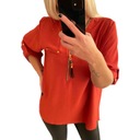 B772 ОДНОКЛОННАЯ БЛУЗКА СО СВЕТЛО-КРАСНЫМ V-образным вырезом, размер 56