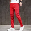KSTUN Red Jeans Men Ripped Slim Fit Stretch Punk Pohlavie Výrobok pre mužov