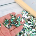AB HORSE EYE CYRKONIE 500PCS JASNOZIELONY KRYSZTALOWY PLASKI ЗАД 7X15MM  фото 9