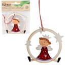 ZAWIESZKA DREWNIANA ANIOŁ W KOLE WITRAŻYK