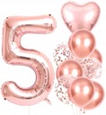Воздушные шары 10 шт на пятый день рождения, розовые конфетти