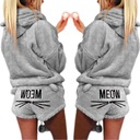 CIEPŁA PLUSZOWA PIŻAMA MEOW KOMPLET BLUZA KOT L/XL