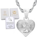 СЕРЕБРЯНАЯ ЦЕПЬ И МЕДАЛЬ СЕРДЦЕ БОЖИЕЙ МАТЕРИ ЧЕНСТОХОВСКОЙ 40см