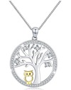 Серебряное ожерелье с совой дерева 925 Серебряный кулон для гравировки жены и дочери
