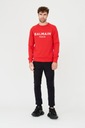 BALMAIN Červená mikina Printed Sweatshirt S Veľkosť S