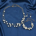 Элегантный комплект серег, ожерелье, браслет, жемчуг, золото, белый цвет, свадьба