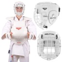 ШЛЕМ ДЛЯ СПАРИНГА КАРАТЭ С СЕТКОЙ ДЛЯ ЗАЩИТЫ ГОЛОВЫ XXS БЕЛЫЙ