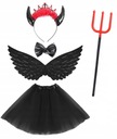 НАряд ДЬЯВОЛА ПОВЯЗКА НА ГОЛОВУ С КОРОНОЙ ВИЛКИ ПАчка 30см + КРЫЛЬЯ ДЬЯВОЛА