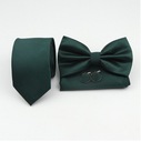 Мужской галстук-бабочка, галстук, нагрудный платок, запонки, бутылочно-зеленый