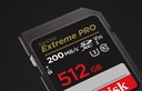 SANDISK VÝKONNÁ PAMÄŤOVÁ KARTA SDXC KAPACITA 512GB 200 MB/S RÝCHLY PRENOS Model Extreme PRO