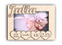 Drewniana ramka IMIĘ data prezent na Święta Julia