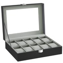 КОРОБКА ДЛЯ ЧАСОВ ОРГАНАЙЗЕР ДЛЯ ЧАСОВ СО СТЕКЛЯННОЙ КРЫШКОЙ, 10 ОТДЕЛЕНИЙ