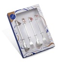 Набор рождественских ложек и вилок из 4 предметов, посуда из нержавеющей стали для рождественской елки с изображением лося