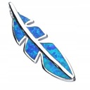 ОПАЛ СИНИЙ СЕРЕБРЯНЫЙ КУЛОН ПЕРО