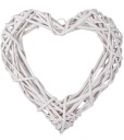 Плетеный венок-сердечко, белый, 30 см.