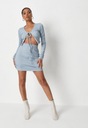 MISSGUIDED MODRÁ REBROVANÁ SUKŇA TOP (42) Veľkosť 42