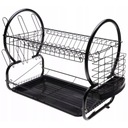 ЭЛЕГАНТНЫЙ МЕТАЛЛИЧЕСКИЙ ДРЕНАЖ ДЛЯ СУШКИ ПОСУДЫ, ЧЕРНЫЙ, КАПЕЛЬНИЦА LOFT, ДВОЙНОЙ УРОВЕНЬ XXL