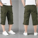 Capri Long Cargo Shorts Men 2022 Summer Casual Cot Kolor czarny